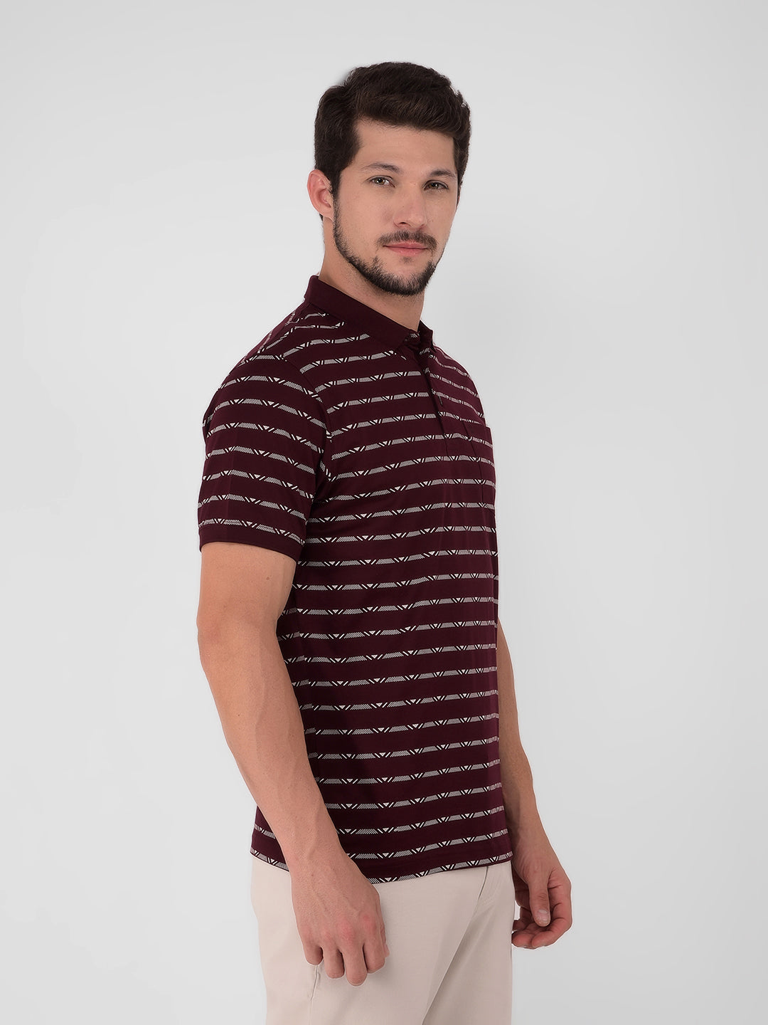 Wine Striped T-Shirt-Men T-Shirts-Crimsoune Club