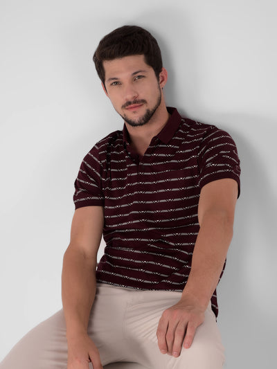 Wine Striped T-Shirt-Men T-Shirts-Crimsoune Club