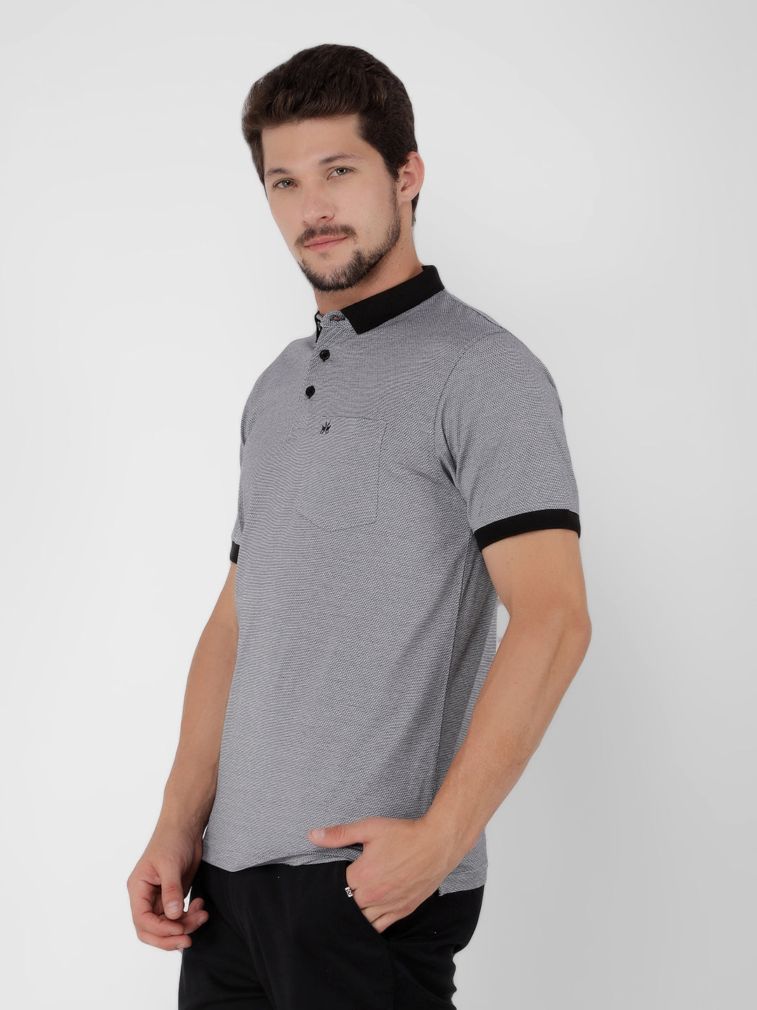 Navy Jacquard T-Shirt-Men T-Shirts-Crimsoune Club