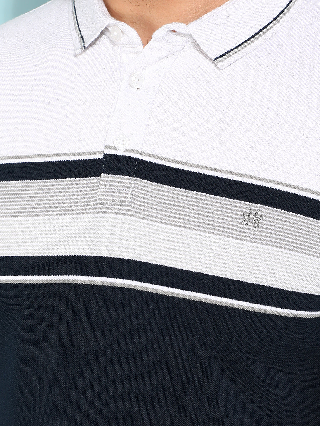 Navy Blue Horizontal Striped Polo T-Shirt-Men T-Shirts-Crimsoune Club