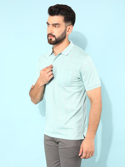 Green Jacquard Polo T-Shirt-Men T-Shirts-Crimsoune Club