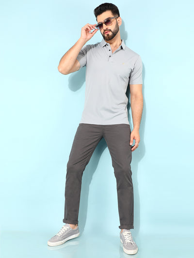 Grey Polo T-Shirt-Men T-Shirts-Crimsoune Club