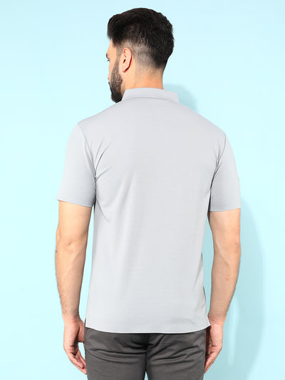 Grey Polo T-Shirt-Men T-Shirts-Crimsoune Club