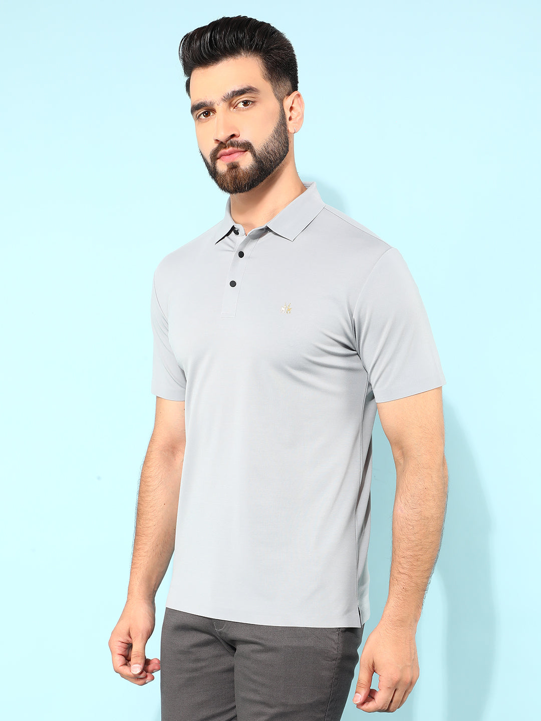 Grey Polo T-Shirt-Men T-Shirts-Crimsoune Club