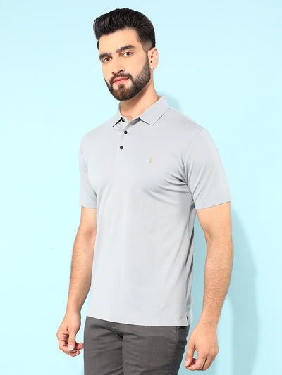 Grey Polo T-Shirt-Men T-Shirts-Crimsoune Club