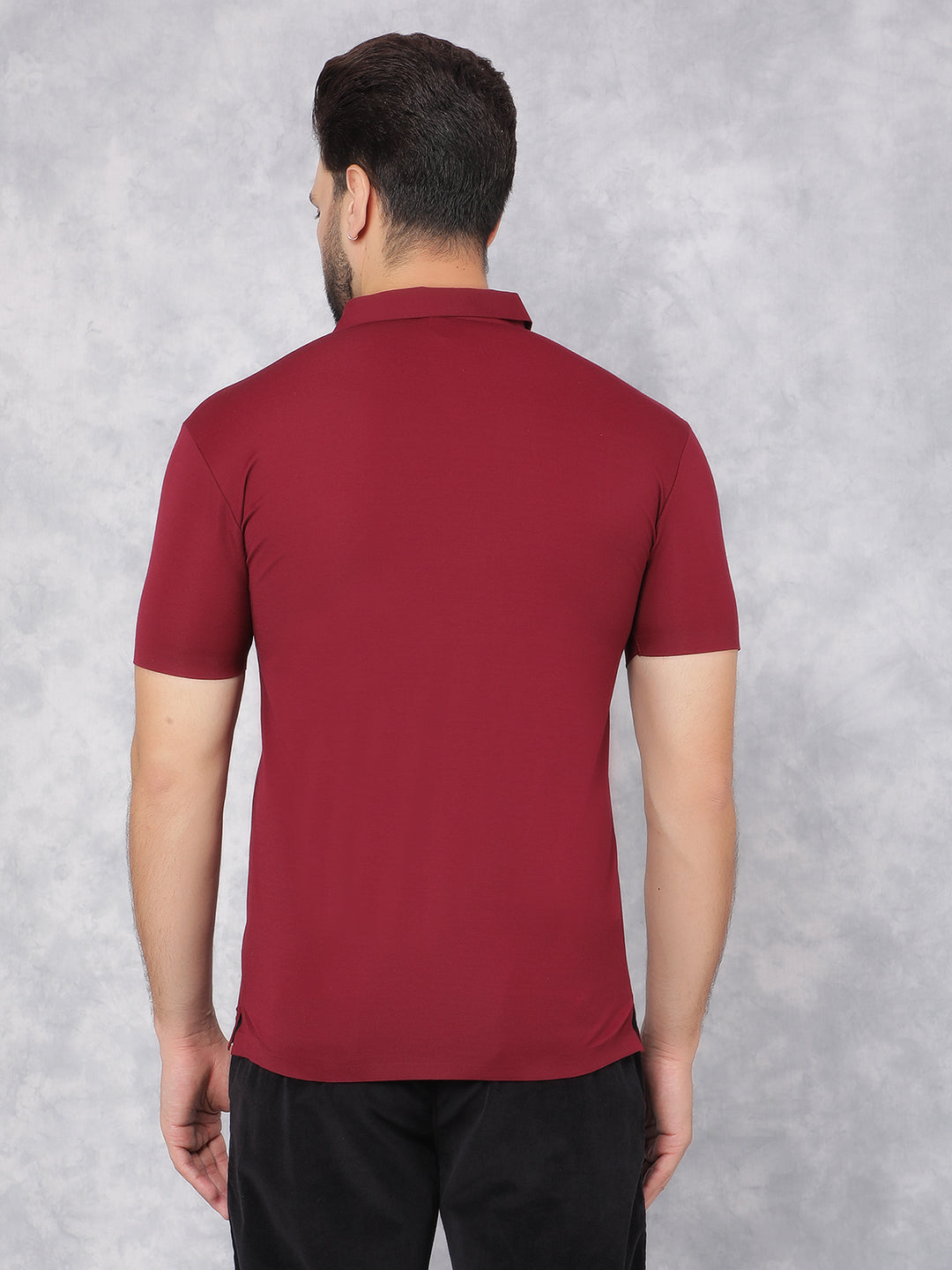 Wine Polo Neck T-Shirt-Men T-Shirts-Crimsoune Club