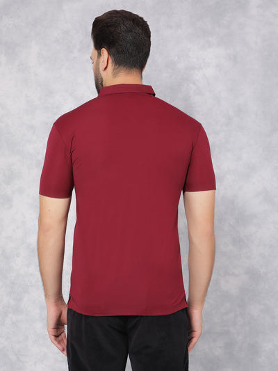 Wine Polo Neck T-Shirt-Men T-Shirts-Crimsoune Club