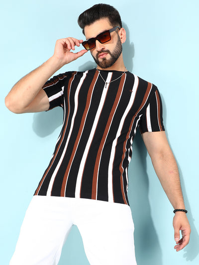 Black Verticle Striped T-Shirt-Men T-Shirts-Crimsoune Club