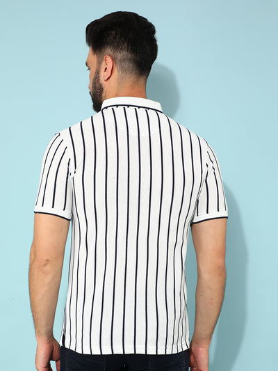 White Vertical Striped T-Shirt-Men T-Shirts-Crimsoune Club