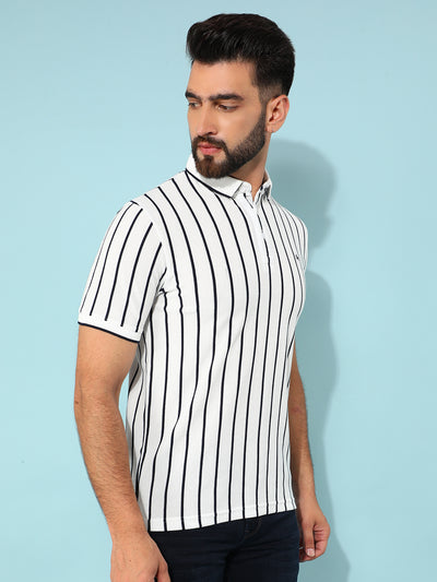 White Vertical Striped T-Shirt-Men T-Shirts-Crimsoune Club