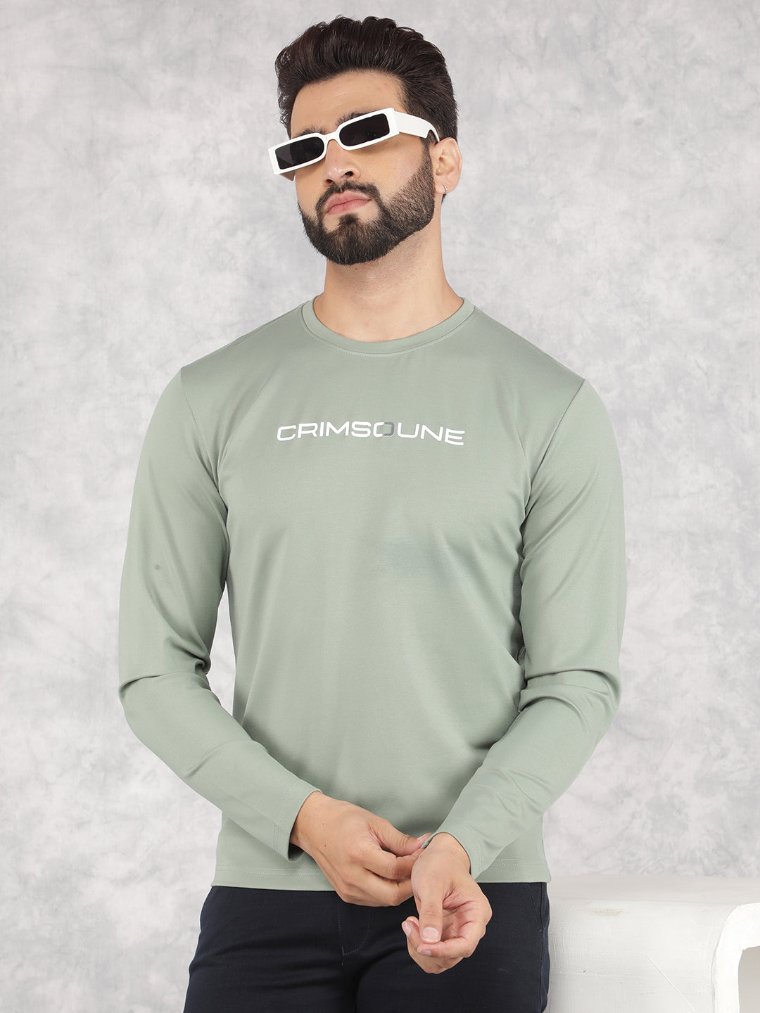 Green Typographic Print T-Shirt-Men T-Shirts-Crimsoune Club