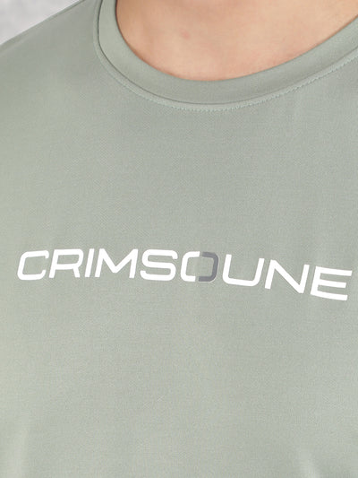 Green Typographic Print T-Shirt-Men T-Shirts-Crimsoune Club