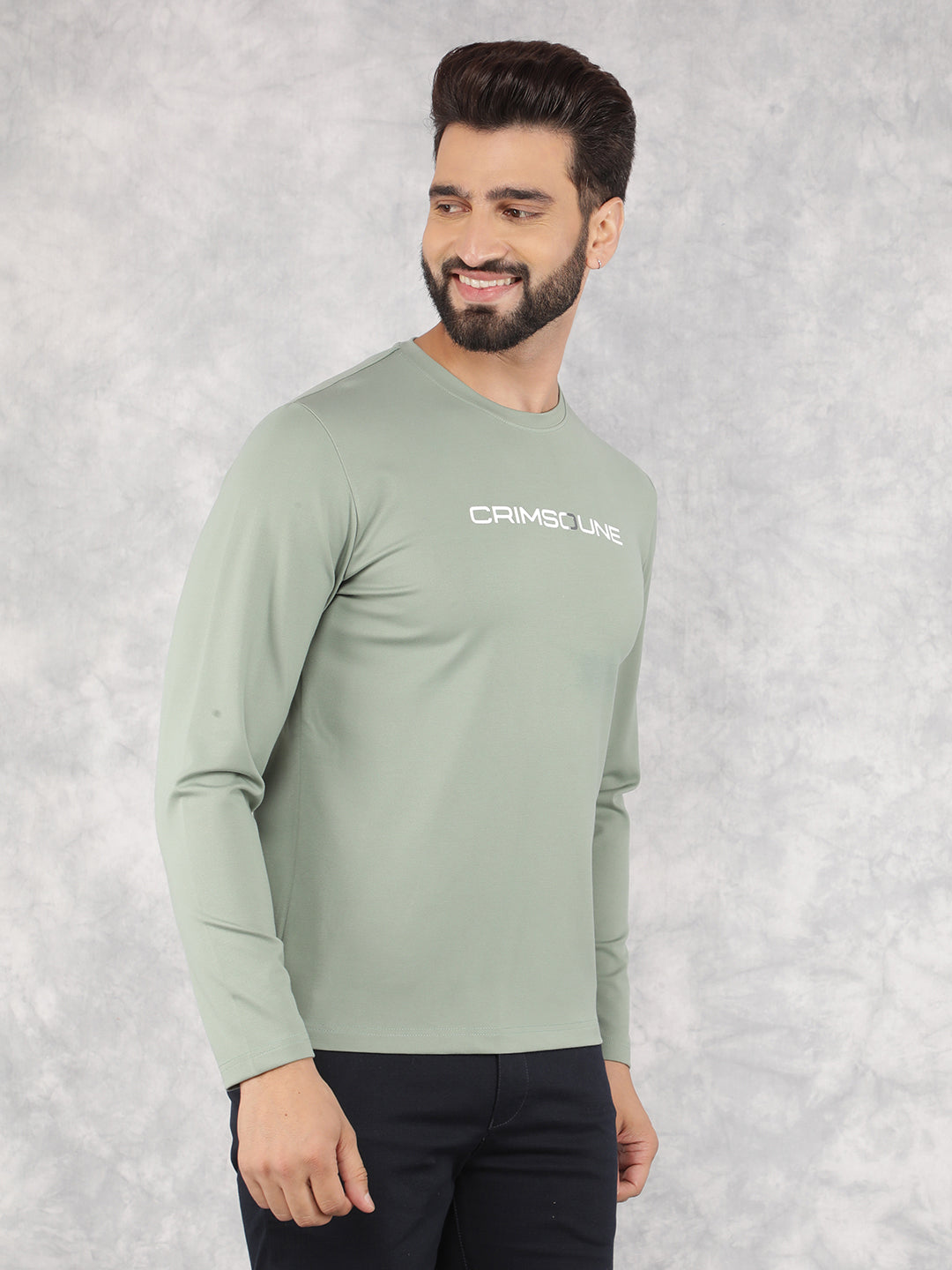 Green Typographic Print T-Shirt-Men T-Shirts-Crimsoune Club