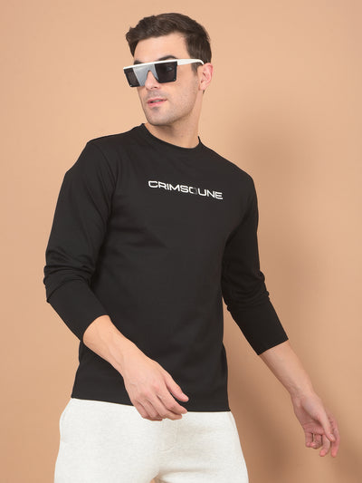 Black Typographic Print T-Shirt-Men T-Shirts-Crimsoune Club