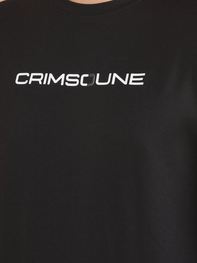 Black Typographic Print T-Shirt-Men T-Shirts-Crimsoune Club