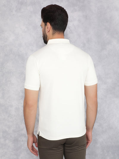 Cream Polo Neck T-Shirt-Men T-Shirts-Crimsoune Club