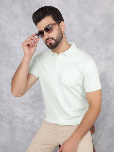 Green Polo Neck T-Shirt-Men T-Shirts-Crimsoune Club