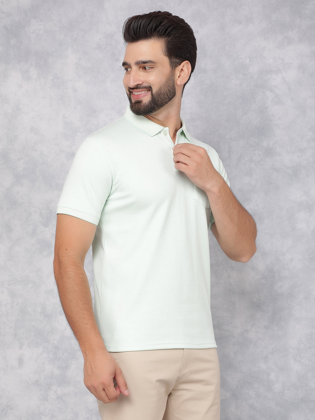 Green Polo Neck T-Shirt-Men T-Shirts-Crimsoune Club