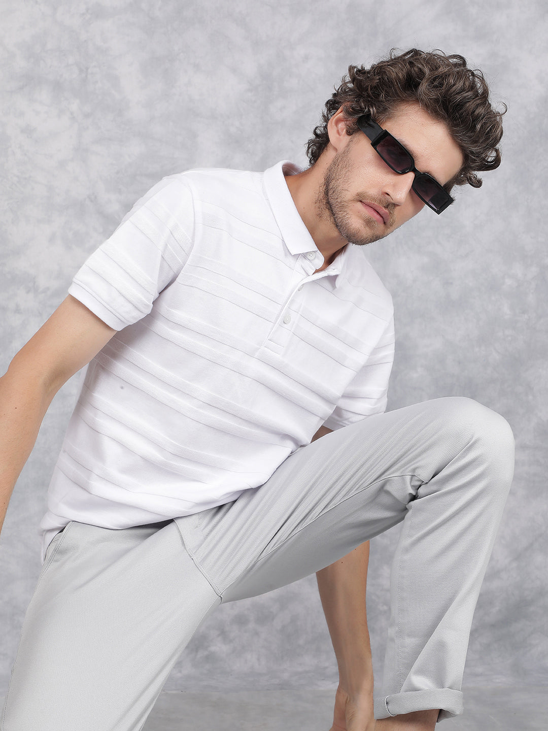 White Polo Neck T-Shirt-Men T-Shirts-Crimsoune Club