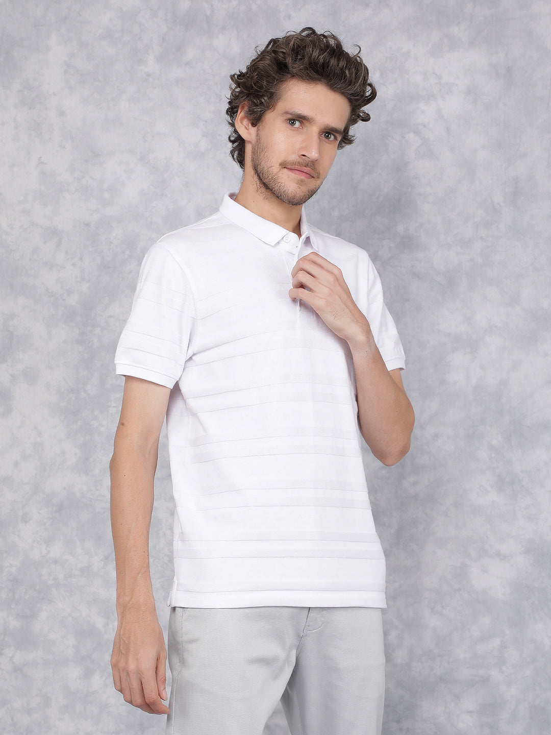 White Polo Neck T-Shirt-Men T-Shirts-Crimsoune Club