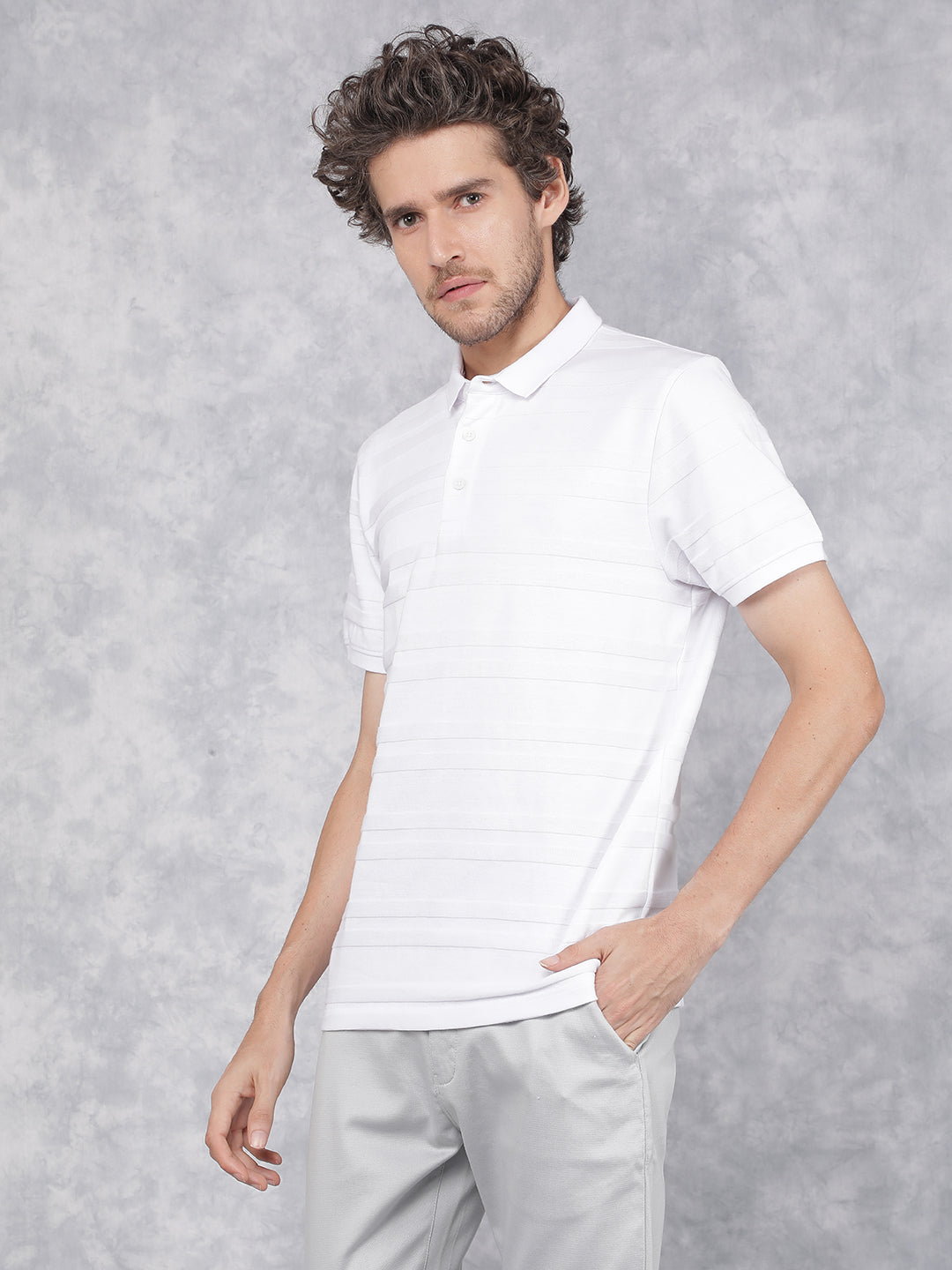 White Polo Neck T-Shirt-Men T-Shirts-Crimsoune Club