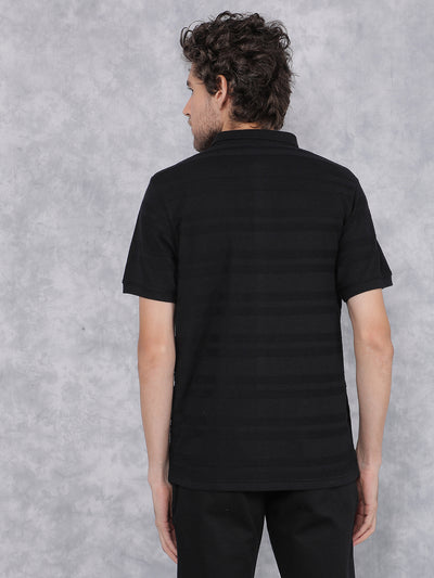 Black Polo Neck T-Shirt-Men T-Shirts-Crimsoune Club