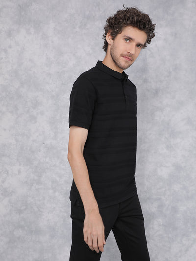 Black Polo Neck T-Shirt-Men T-Shirts-Crimsoune Club