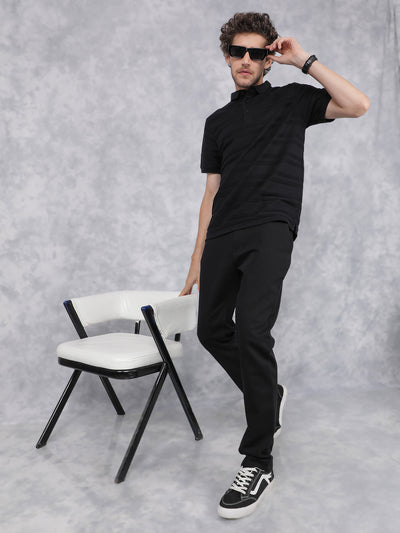 Black Polo Neck T-Shirt-Men T-Shirts-Crimsoune Club