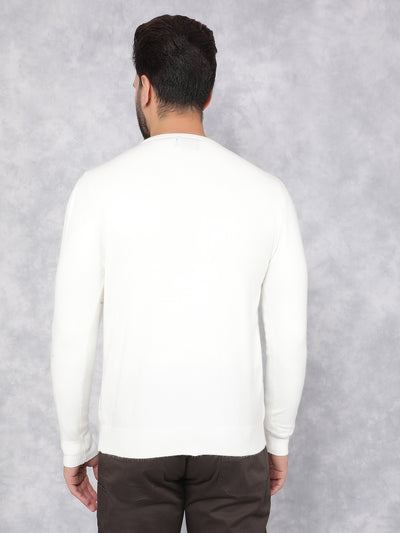 White Jacquard Long Sleeves T-Shirt-Men T-Shirts-Crimsoune Club