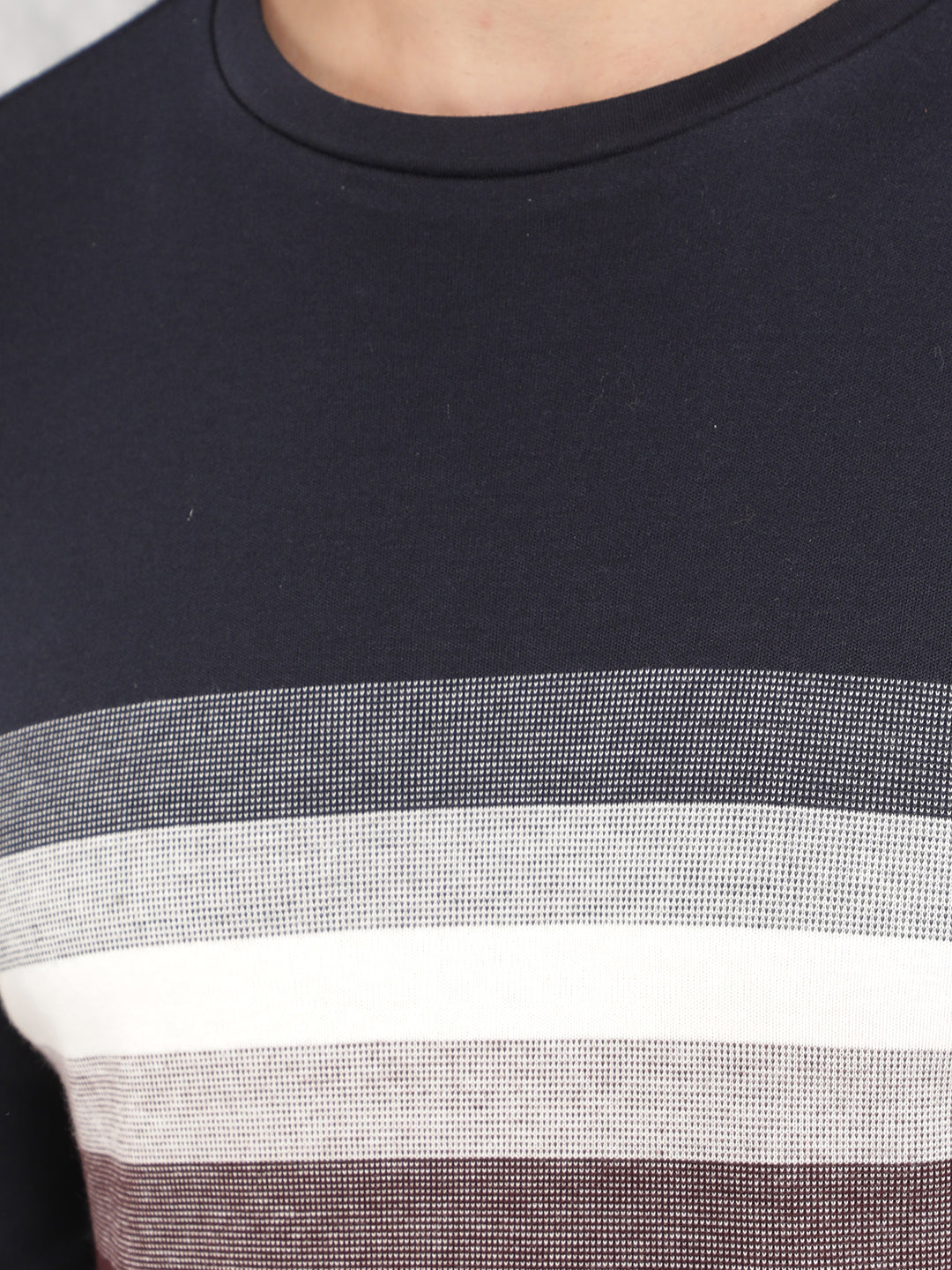 Navy Blue Horizontal Striped T-Shirt-Men T-Shirts-Crimsoune Club