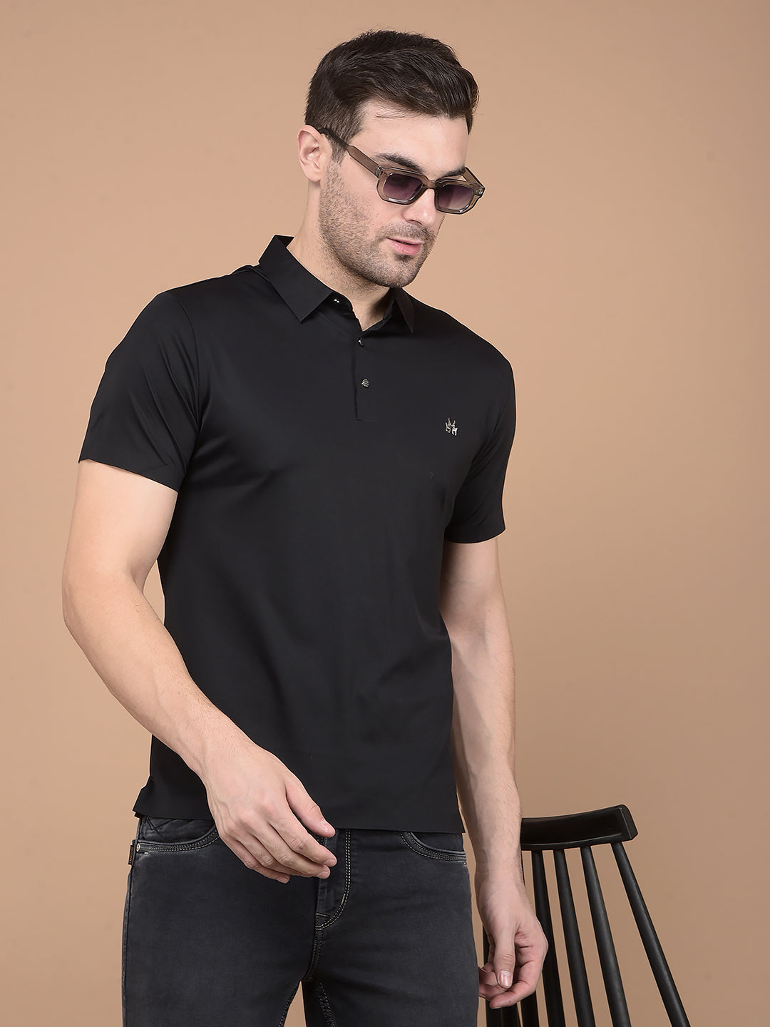 Black Polo Neck T-Shirt