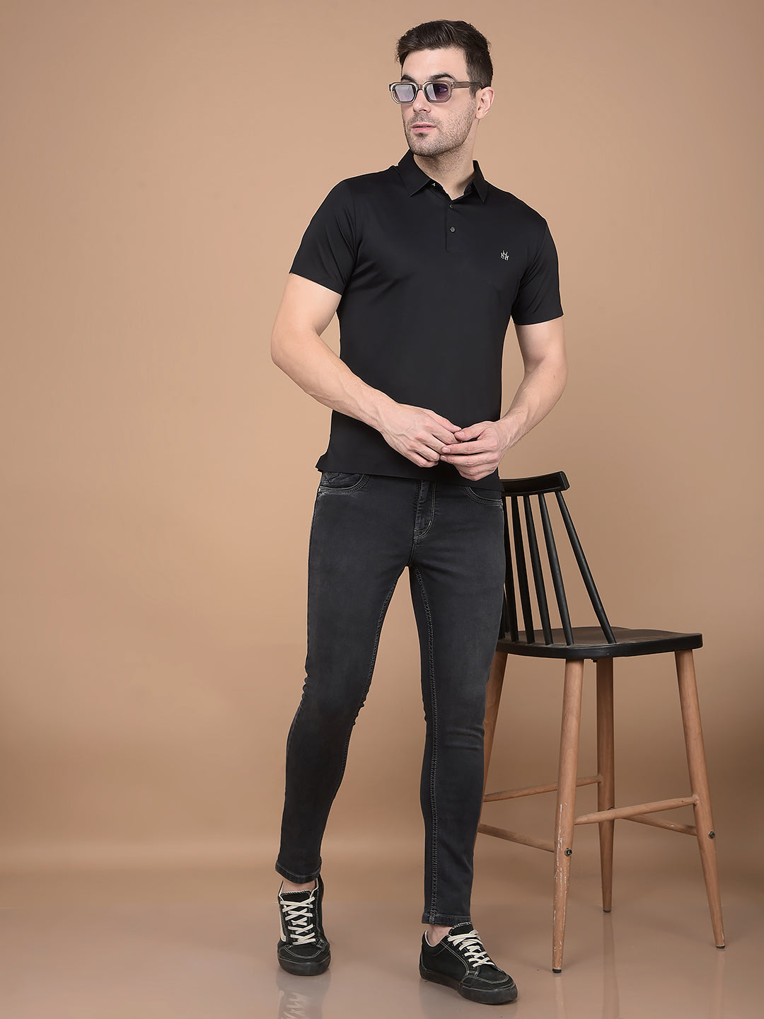 Black Polo Neck T-Shirt