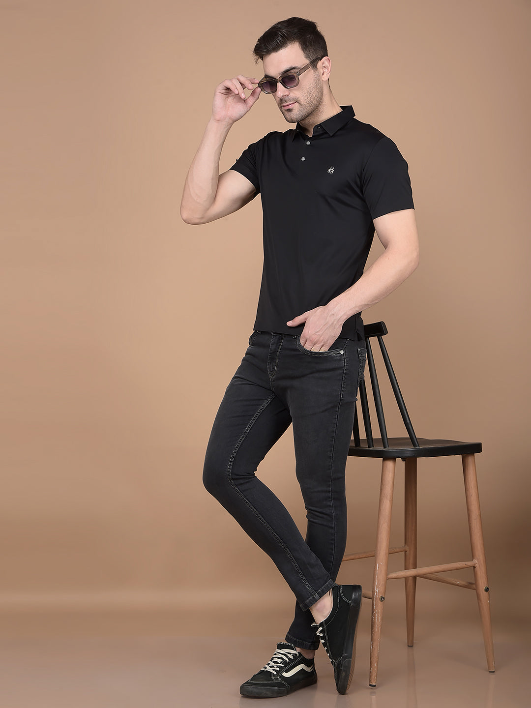 Black Polo Neck T-Shirt