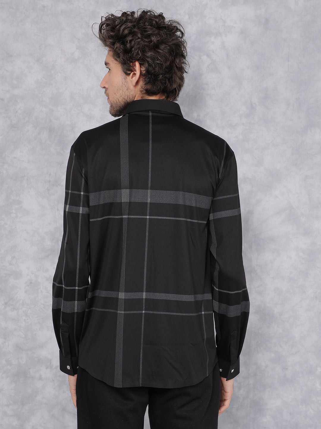 Black Checkered Shirt-Men Shirts-Crimsoune Club