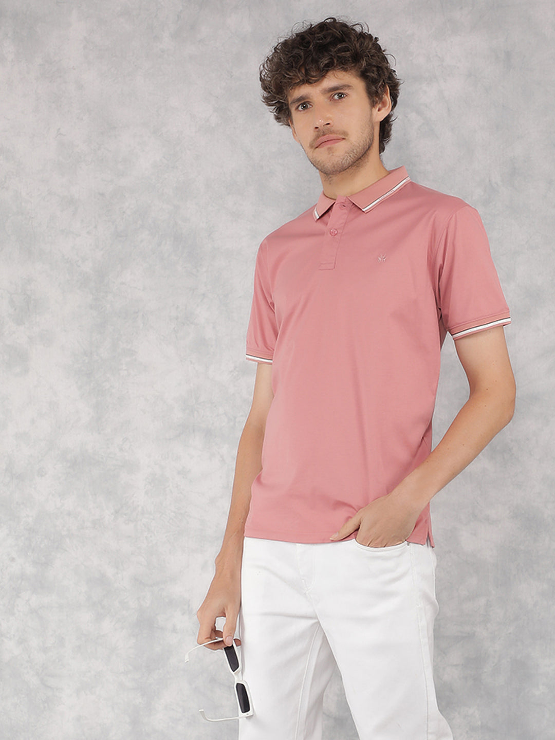 Pink Polo Neck T-Shirt-Men T-Shirts-Crimsoune Club