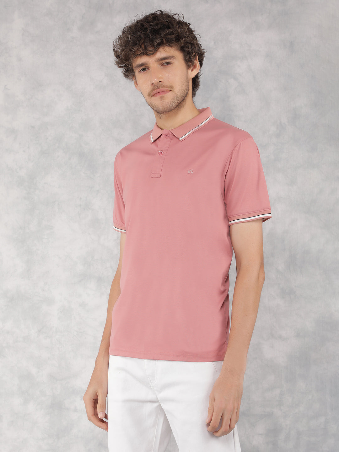 Pink Polo Neck T-Shirt-Men T-Shirts-Crimsoune Club