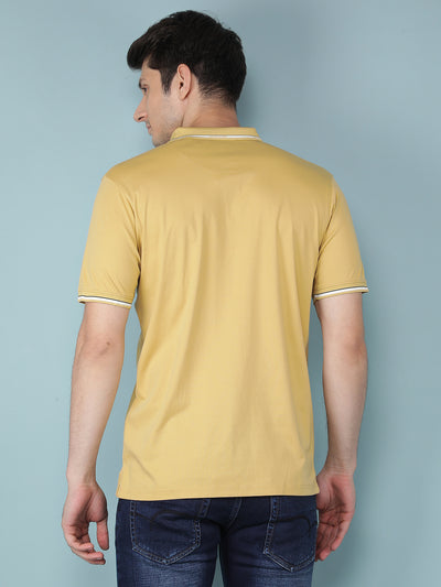 Mustard Polo Neck T-Shirt-Men T-Shirts-Crimsoune Club