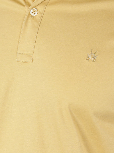 Mustard Polo Neck T-Shirt-Men T-Shirts-Crimsoune Club