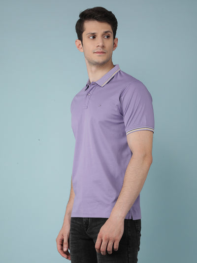 Purple Polo Neck T-Shirt-Men T-Shirts-Crimsoune Club