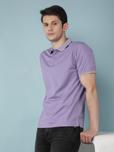 Purple Polo Neck T-Shirt-Men T-Shirts-Crimsoune Club