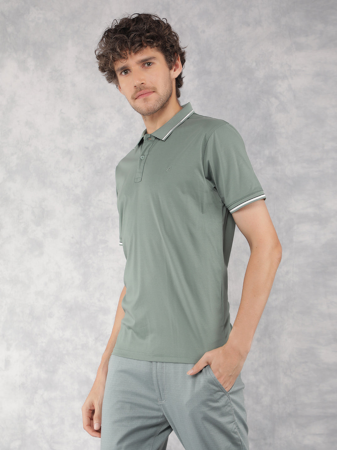 Green Polo Neck T-Shirt-Men T-Shirts-Crimsoune Club