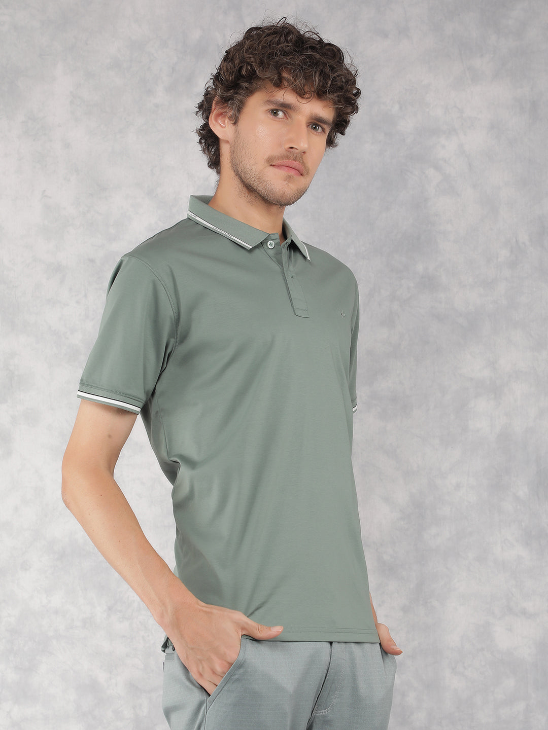 Green Polo Neck T-Shirt-Men T-Shirts-Crimsoune Club