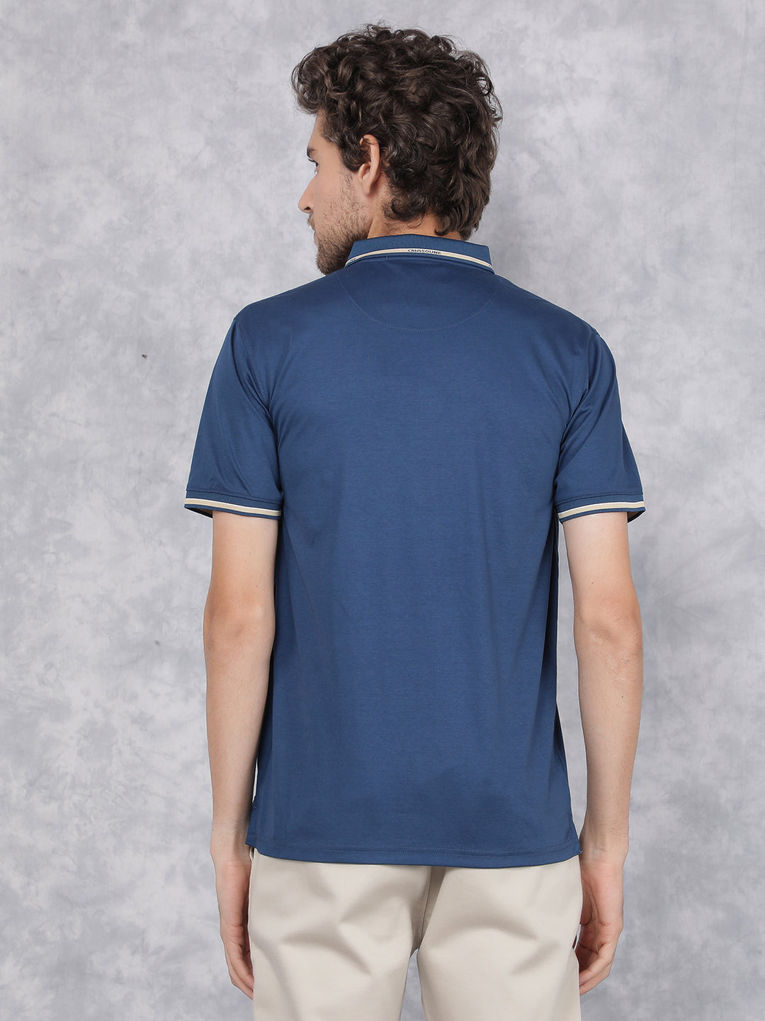 Blue Polo Neck T-Shirt-Men T-Shirts-Crimsoune Club