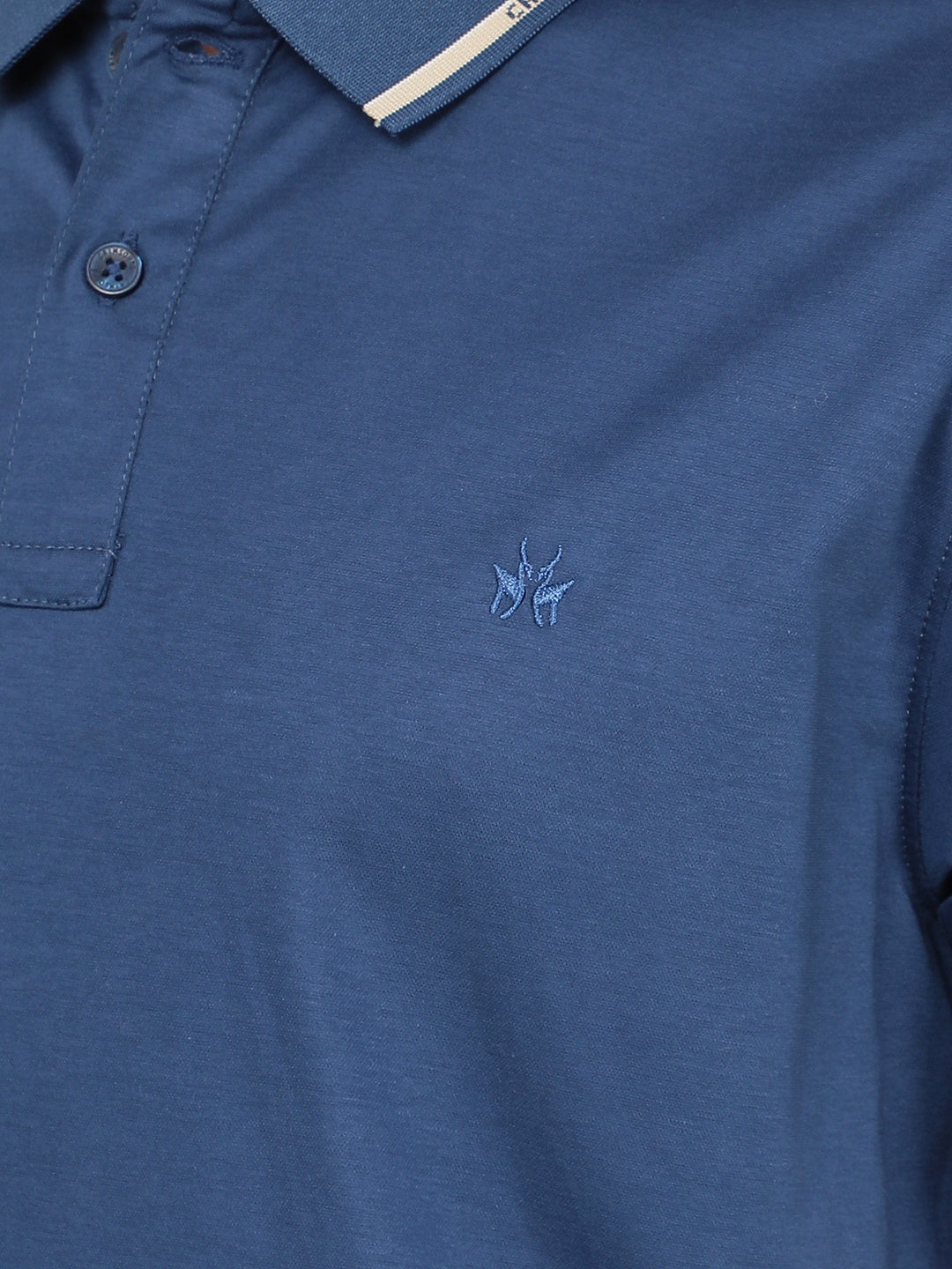 Blue Polo Neck T-Shirt-Men T-Shirts-Crimsoune Club