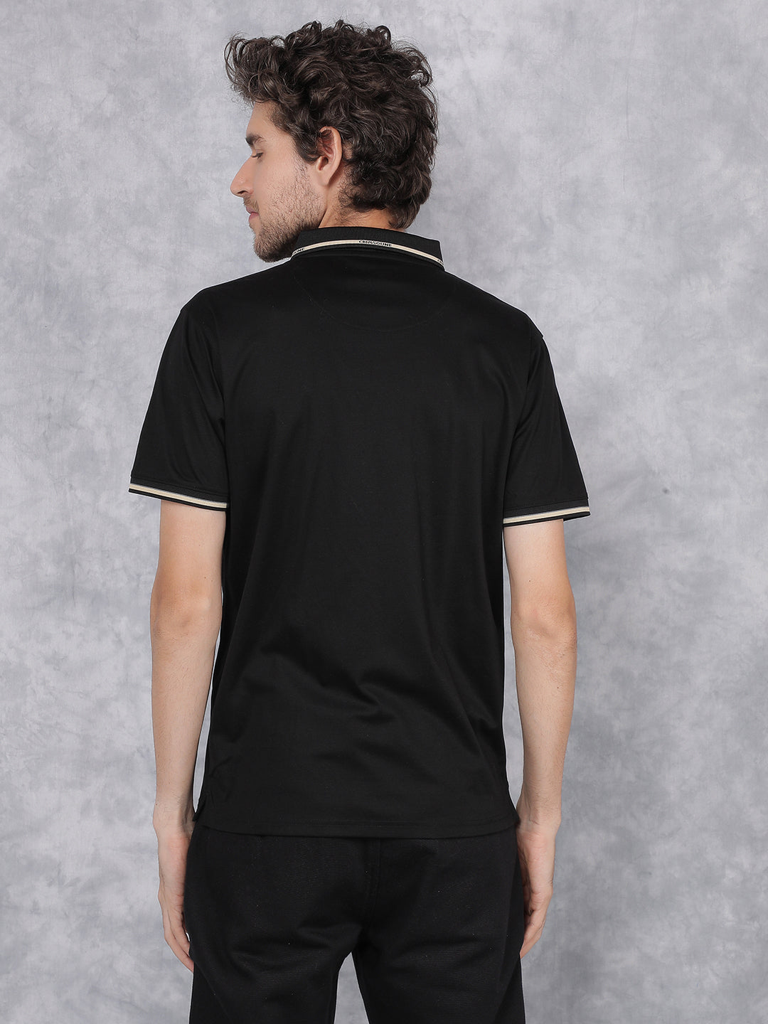 Black Polo Neck T-Shirt-Men T-Shirts-Crimsoune Club