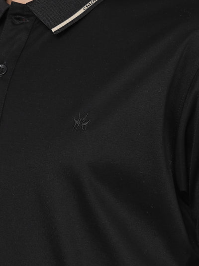 Black Polo Neck T-Shirt-Men T-Shirts-Crimsoune Club