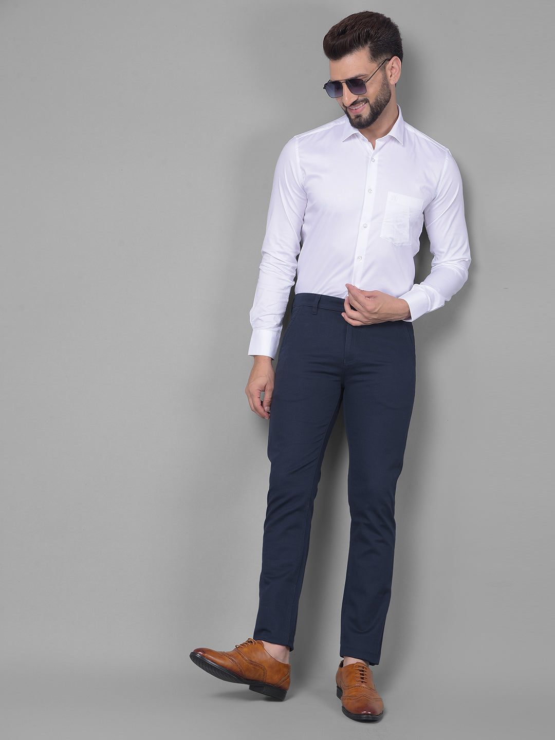 Navy Blue Trousers-Men Trousers-Crimsoune Club