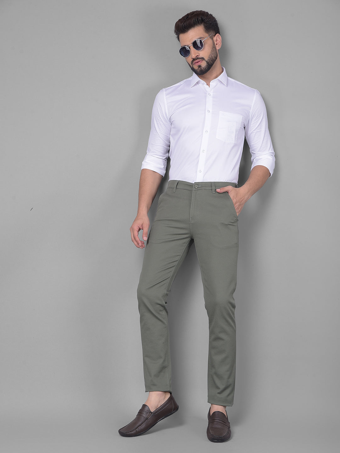 Olive Trousers-Men Trousers-Crimsoune Club