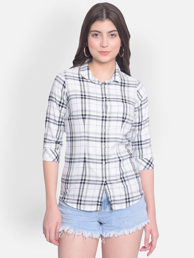 White Checked Shirt-Women Shirts-Crimsoune Club