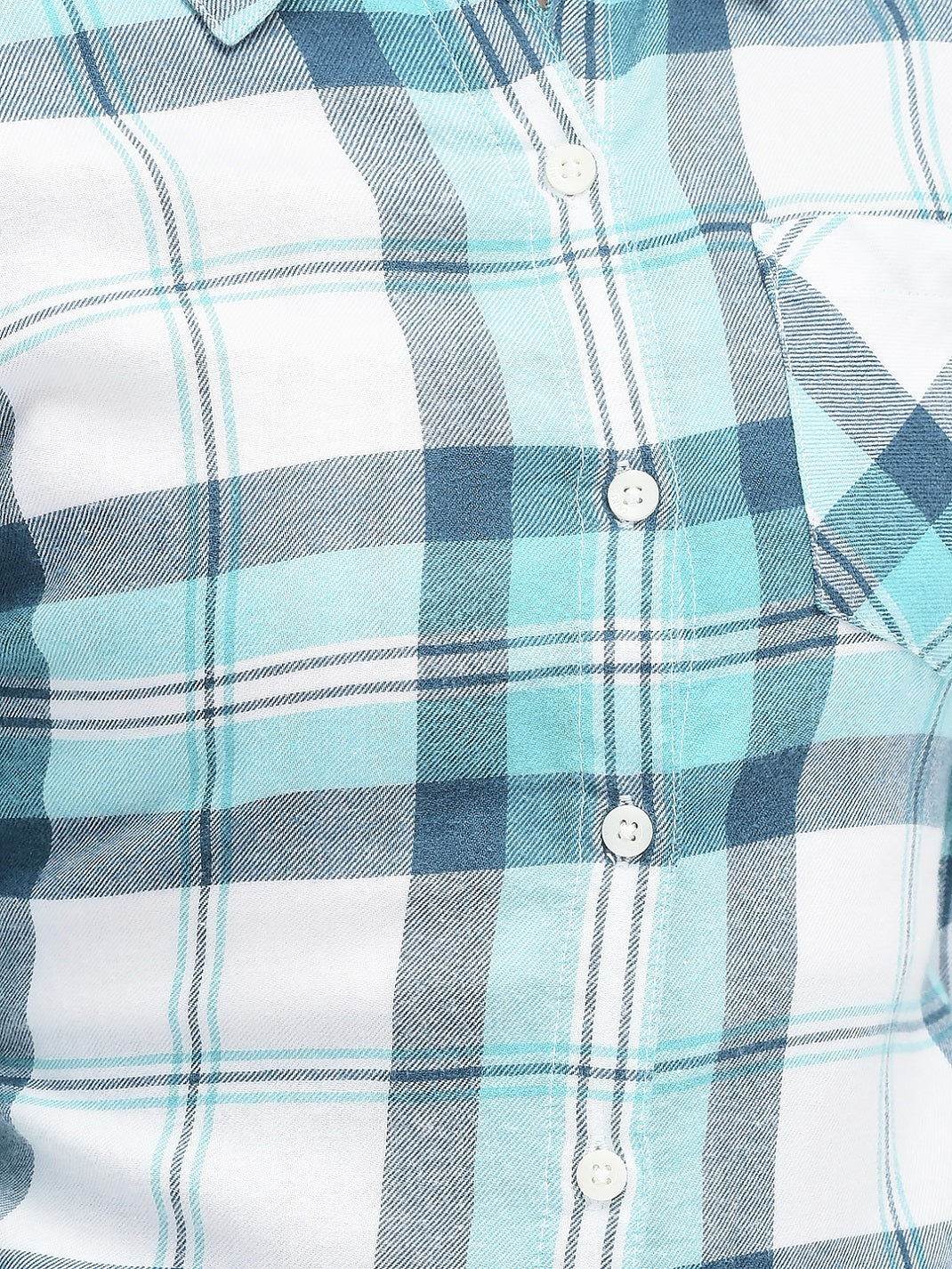 Turquoise Checked Shirt-Girls Shirts-Crimsoune Club